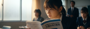 勉強している教習生