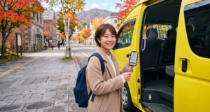 送迎バスによる楽しそうな伊達自動車学校の教習生