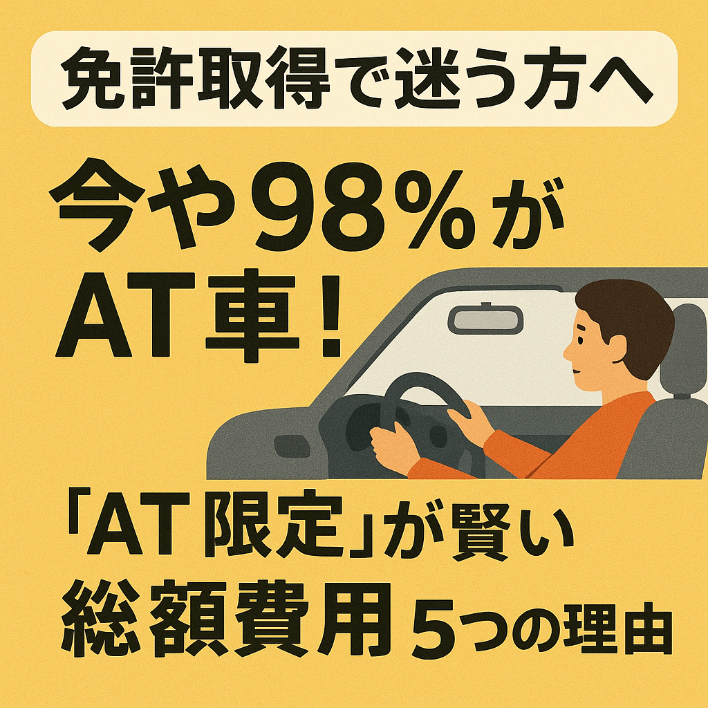免許取得で迷う方へ。今や98%がAT車！「AT限定」が賢い選択である5つの