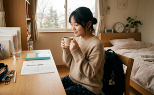 試験日の朝、リラックスした準備