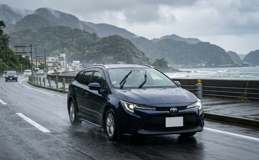 雨の日にワイパーを使う車