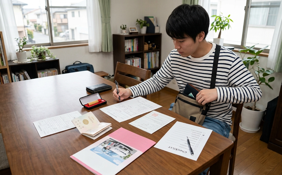 必要な物をチェックする人