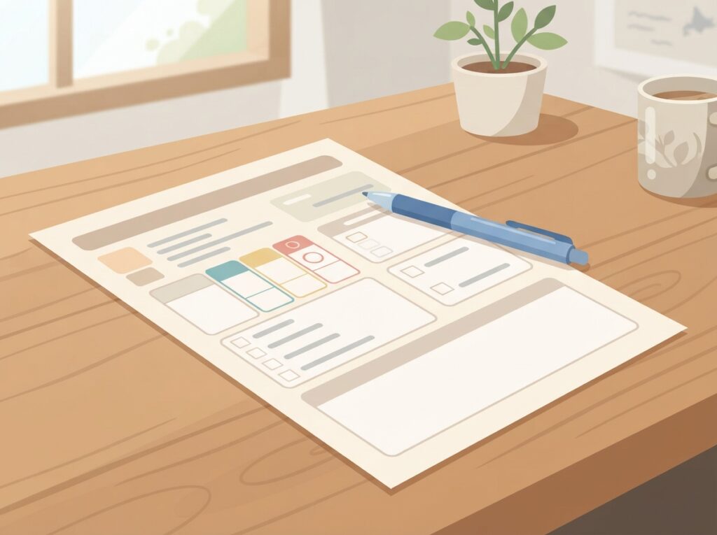 OD式安全性テストの結果表と筆記用具